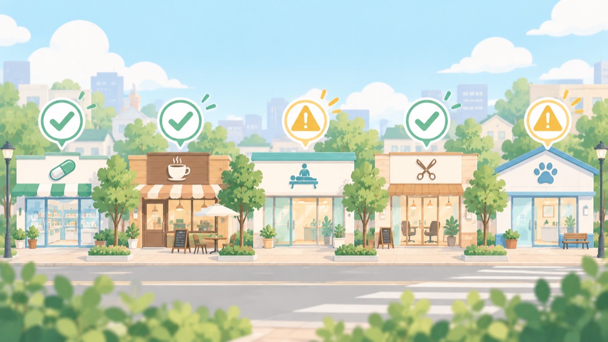 いろいろな業態の店舗とJASRACへの確認のイラスト