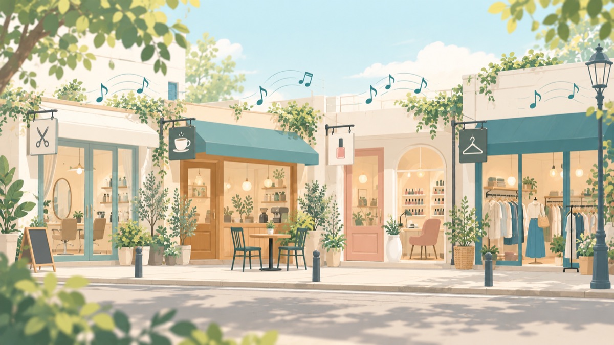 商店街に並ぶ店のイメージ